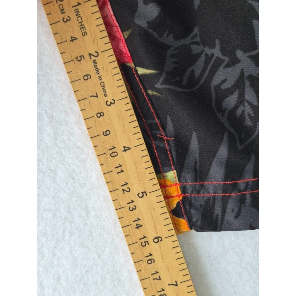 Sand N Sun Tropical Floral Swim Trunks Mens‎ Size M Black Hawaiian Board Shorts